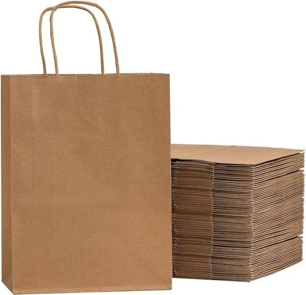 Gift Wrapping Takeaway Food Packaging Kraft Paper Bag With Handle