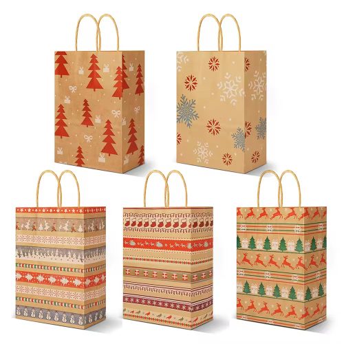 Wholesale Christmas Packaging Recyclable Brown Kraft Paper Bag