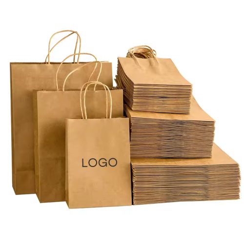 Wholesale Recyclable Food Bag Brown Kraft Paper Shopping Bags