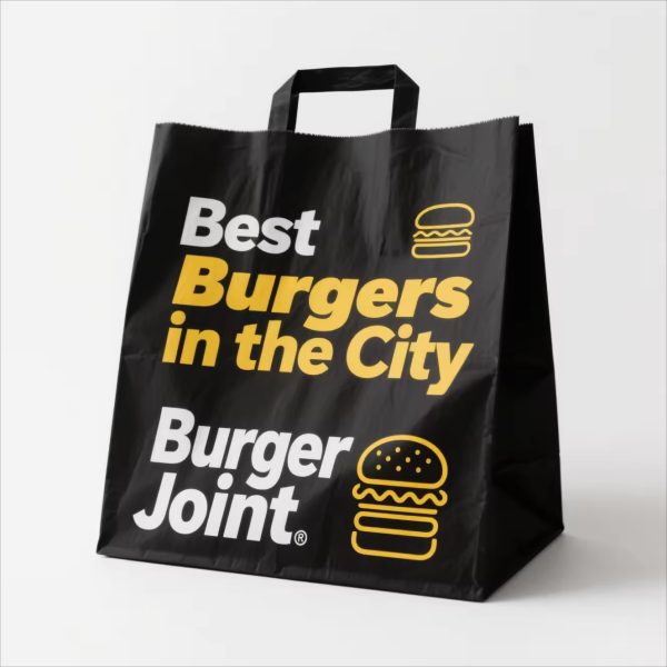 Custom Logo Kraft Paper Takeout Bags Food Packaging Printed Bags with Handles