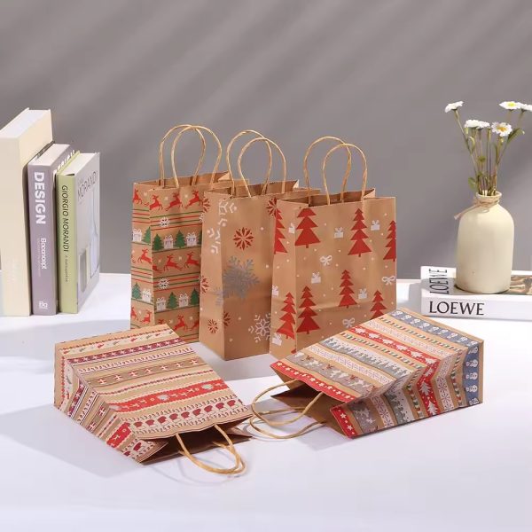 Wholesale Christmas Packaging Recyclable Brown Kraft Paper Bag
