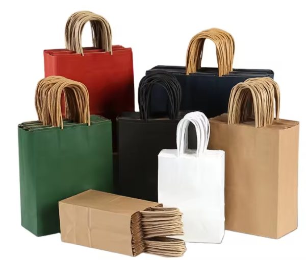 Gift Wrapping Takeaway Food Packaging Kraft Paper Bag With Handle