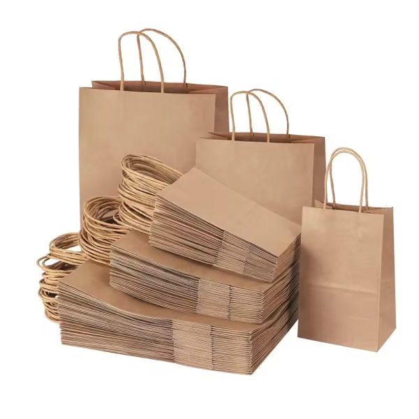 Custom Print logo Recyclable Clothes Craft Paper Gift Bags With Handle