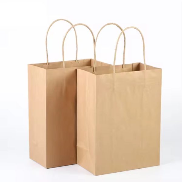 Custom Print logo Recyclable Clothes Craft Paper Gift Bags With Handle