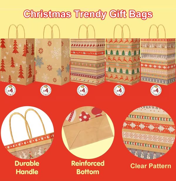 Wholesale Christmas Packaging Recyclable Brown Kraft Paper Bag
