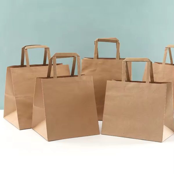Takeaway Food Packaging Kraft Paper Bag With Customized Design