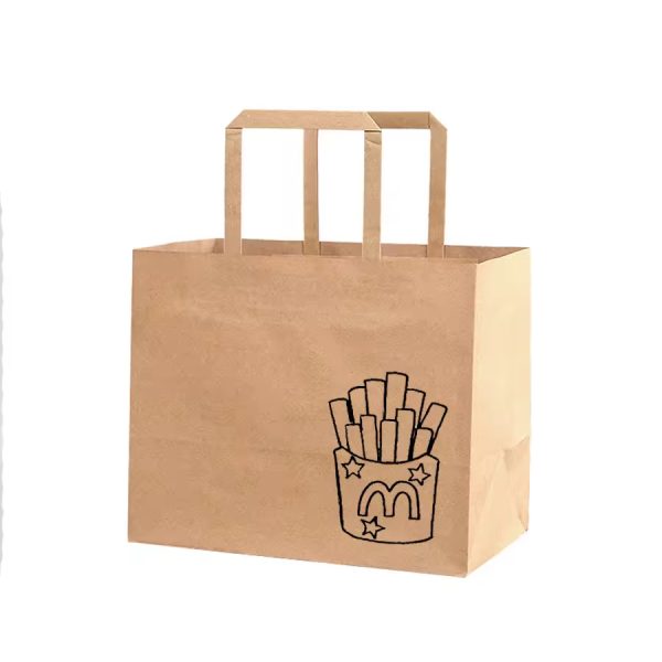 Takeaway Food Packaging Kraft Paper Bag With Customized Design
