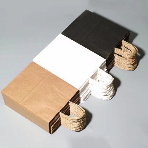 Solid Color Gift Packing Kraft Paper Bag for Store Wedding Christmas