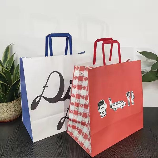 Bulk Custom Recycled Brown Kraft Paper Bag for Coffee Pizzas Snack