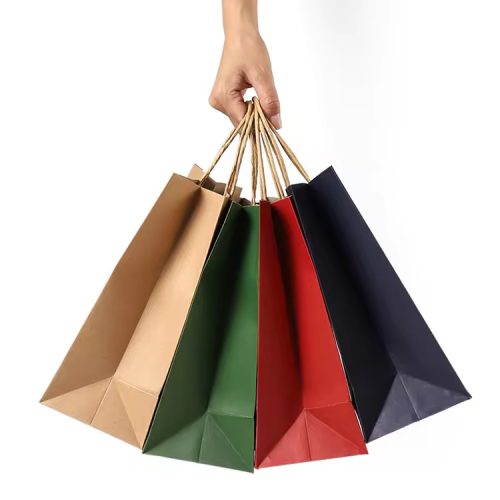 Manufacturer Wholesale Takeaway Biodegradable Shopping Kraft Paper Bags
