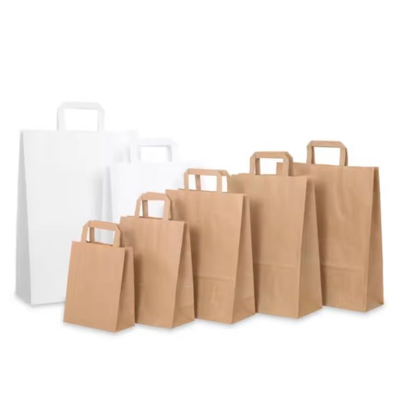 Customize Printed Brown Kraft Paper Bag With Flat Handles