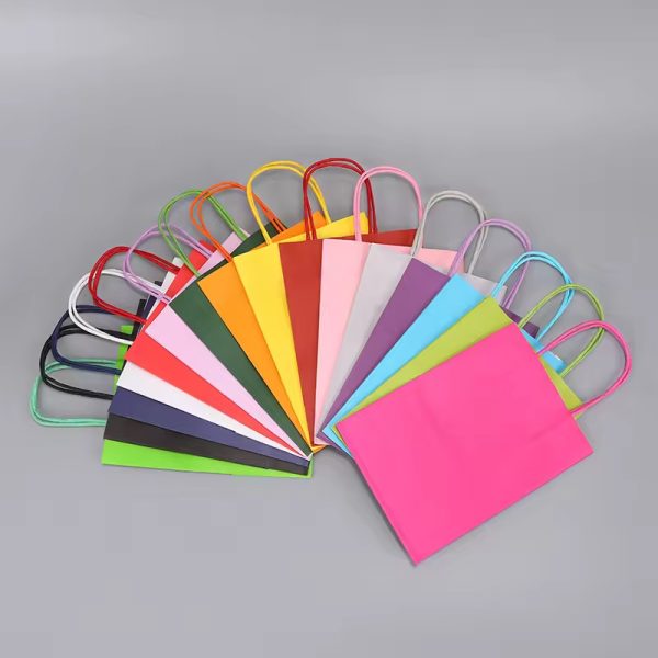 Custom Logo Recyclable Portable Kraft Paper Bags for Clothing Shoes