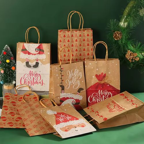 Reusable Special Delivery Christmas Bags Kraft Shopping Paper Bags