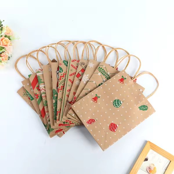 Gift Wrapping Takeaway Food Packaging Kraft Paper Bag With Handle