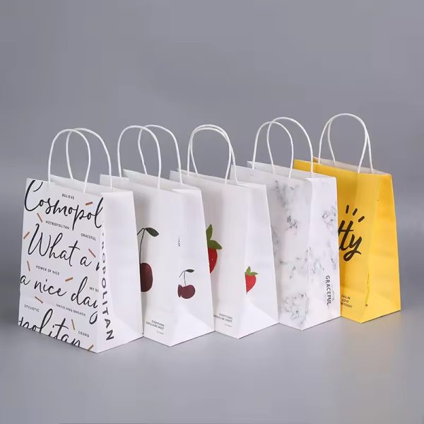 Wholesale Eco Friendly Customize Print logo Brown Kraft Paper Bag