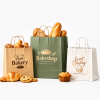Customized Recyclable Food Packing Bag Coffee Shop Kraft Shopping Paper Bags With Handle
