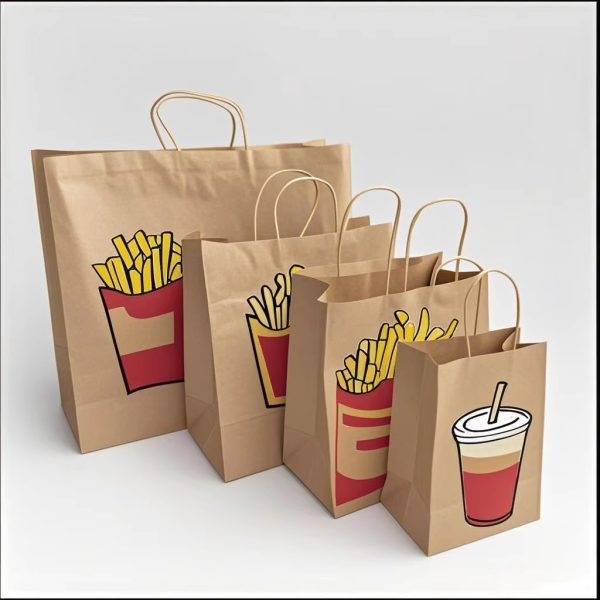 Digital Printing Take Away Paper Kraft Bag for Custom Packaging Bags