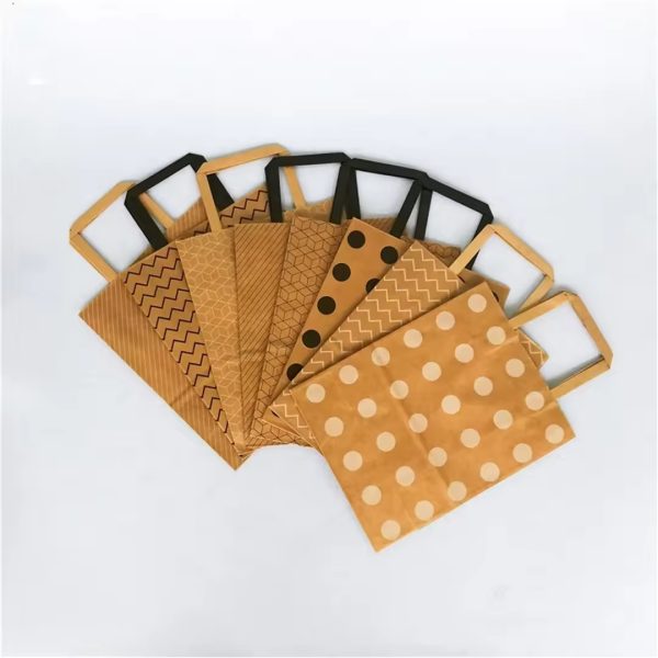 Wholesale Custom Printed Brown Grocery Wrapping Kraft Paper Gift Bags