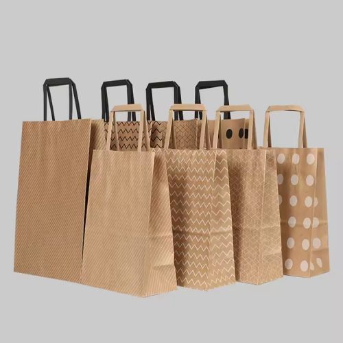 Bulk Custom Recycled Brown Kraft Paper Bag for Coffee Pizzas Snack