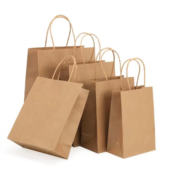 Eco-Friendly Reinforced Handle Brown Kraft Paper Bag with handles
