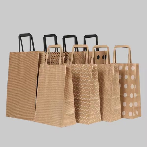 Bulk Custom Recycled Brown Kraft Paper Bag for Coffee Pizzas Snack