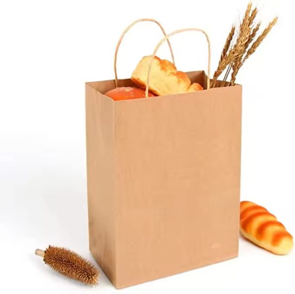 Restaurant Food Kraft brown paper bags with handles bulk