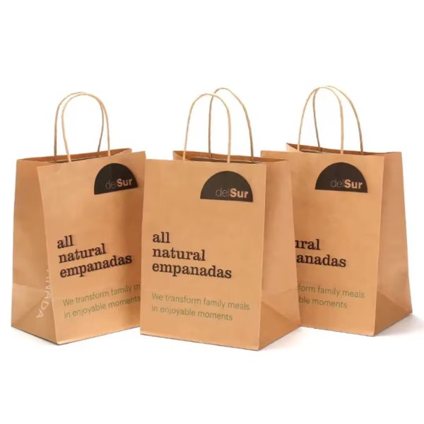 Wholesale Custom Printed Brown Grocery Wrapping Kraft Paper Gift Bags