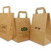 Restaurant Food Kraft brown paper bags with handles bulk