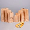 Customized Brown Food Grade Packaging Kraft Paper Bag Hamburger Sandwich Takeout