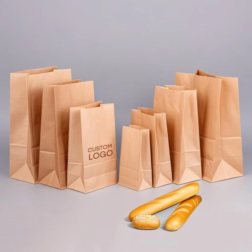 Customized Brown Food Grade Packaging Kraft Paper Bag Hamburger Sandwich Takeout