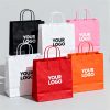 Customized Logo Recycled Kraft Paper Bags For Food Takeaway Bakery Cookie Packaging