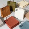 Custom Logo Kraft Paper Takeout Bags Food Packaging Printed Bags with Handles