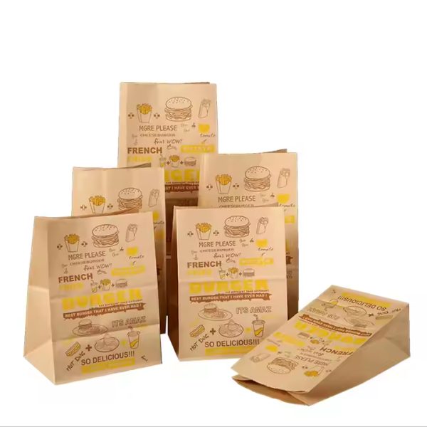 Kraft Paper Pack Takeaway Bread Sandwich Chicken Food Grade Premium Brown Paper Bags