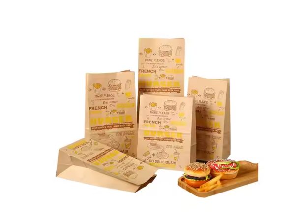 Factory Custom Food Grade Kraft SOS Bag Take Out Bread Sandwich Paper Bag