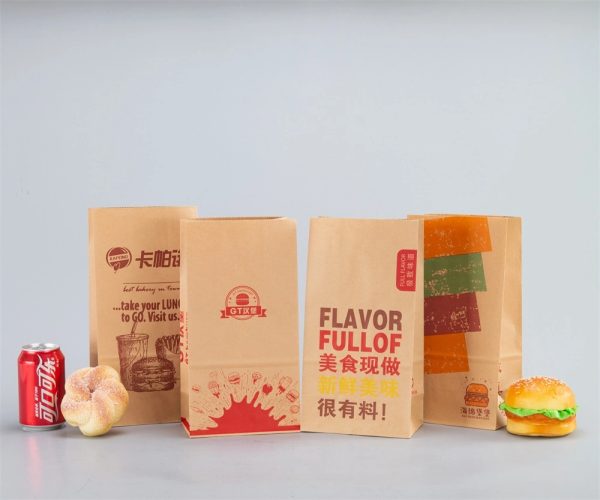 Factory Custom Food Grade Kraft SOS Bag Take Out Bread Sandwich Paper Bag