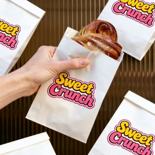 Custom LOGO Greaseproof V-bottom Food Grade Packaging Paper Bags for Cookies Croissant Bread