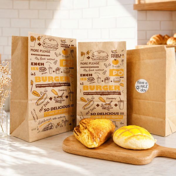 Wholesale Large Food Grade Kraft Paper Square Bottom Custom Paper Bags