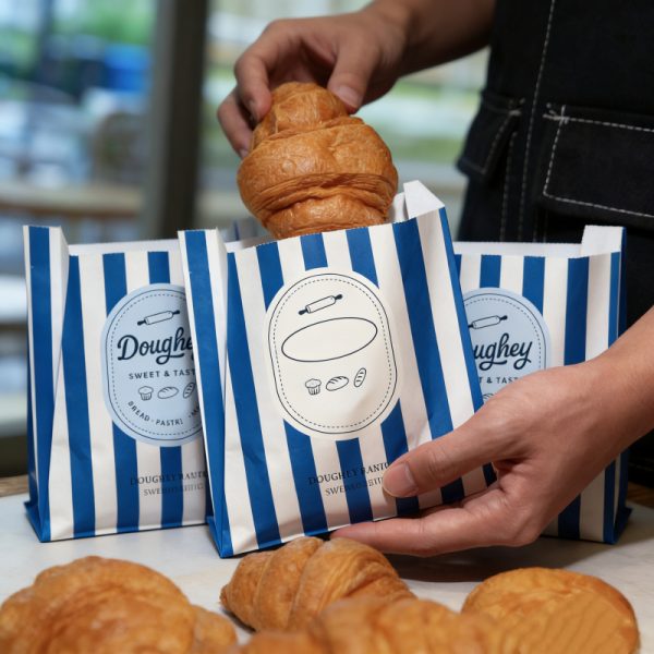 Factory Greaseproof Customized Printing Food Grade Disposable Take Away Sharp Bottom Paper Bag