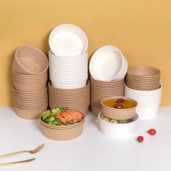 Wholesale Round Kraft Paper Disposable Food Grade Salad Bowls