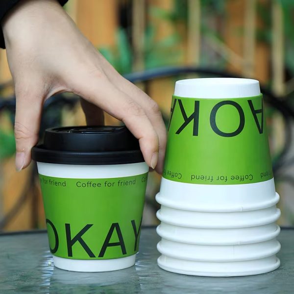 Disposable Eco-Friendly Double Wall Craft Coffee Cups PE Coating Food Grade Recyclable