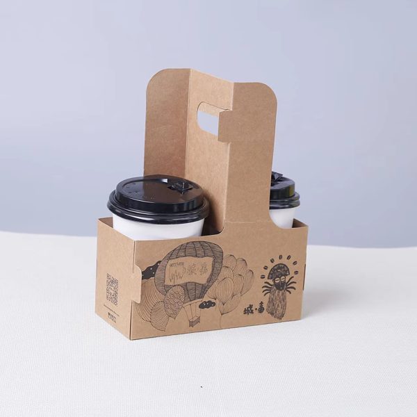 Factory Custom Size Disposable Food Drink Delivery Paper Cardboard Coffee Cup Carrier