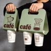 Custom Printed Logo Paper Cup Holder Carrier for 2_4 Hot Drink Coffee