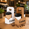 Custom Disposable Coffee Cup Holder with Handle Drink Carrier Takeaway