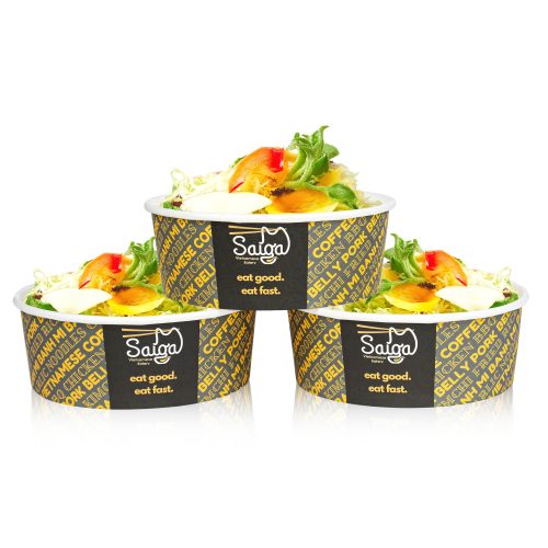 Wholesale Food Takeout Container Disposable Kraft Paper Salad Bowl with Lid