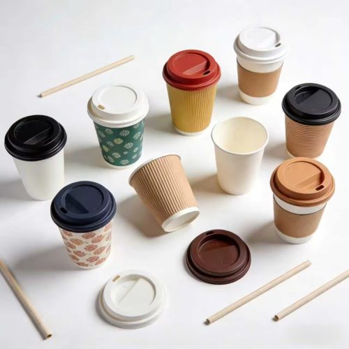 Custom Printed Takeaway Double Wall paper Cup 8oz 10oz 12oz 14oz 16oz with Lids