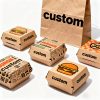 Customized Disposable Kraft Paper Hamburger Box for Food Packaging