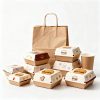 Kraft Burger Fries Box Tear Away Lid Custom Logo Printed Paper Burger Box