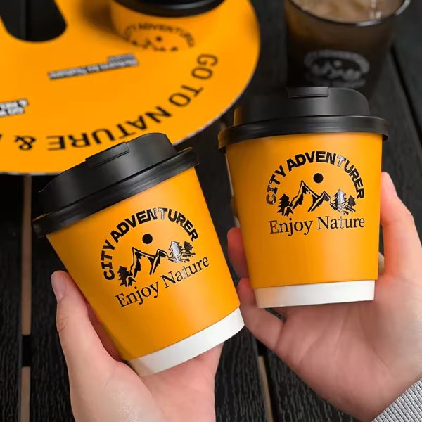 Custom Eco-Friendly Double-Layer Paper Cups Takeaway Hot Coffee Cups