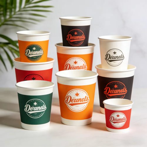 Disposable Paper Cups Waterproof PE Coated Food Grade Double-Walled Paper Cups