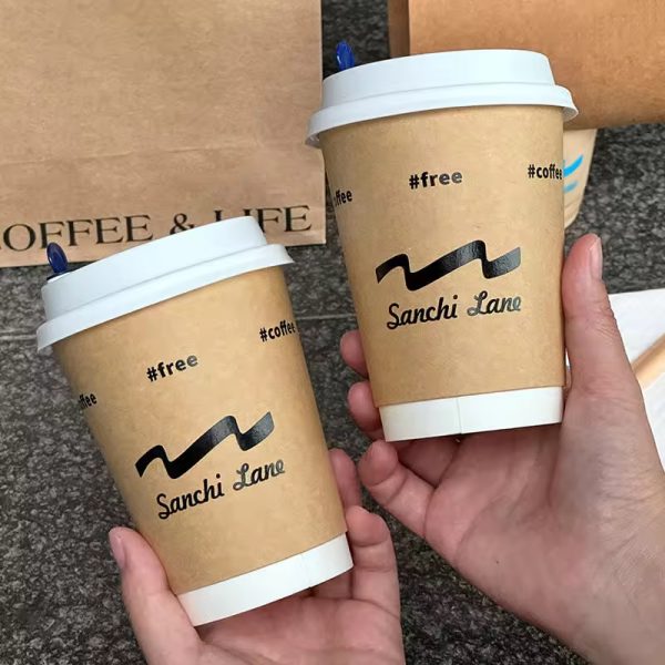 Takeaway Coffee Shop Supplies Paper Cup 12oz 16oz 20oz Paper Coffee Cup With Lid